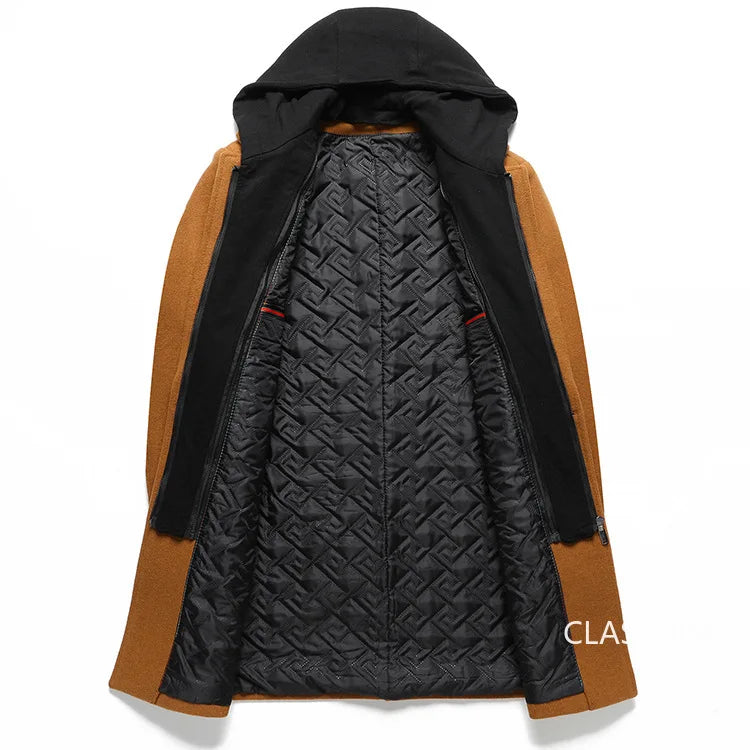 Cashmere Blend Smart Casual Hooded Coat