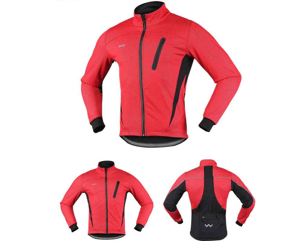 Men’s Thermal Waterproof Cycling Jacket with Mandarin Collar