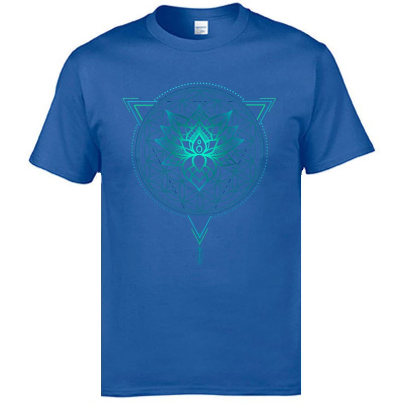 Stylish Geometric Mandala Lotus Flower T-Shirt