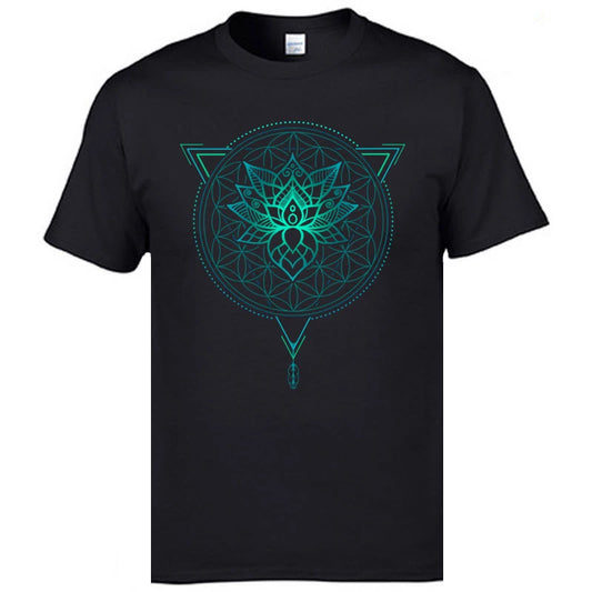 Stylish Geometric Mandala Lotus Flower T-Shirt