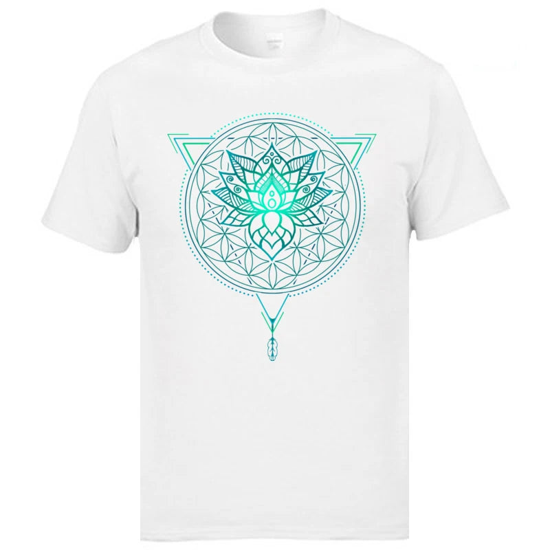 Stylish Geometric Mandala Lotus Flower T-Shirt