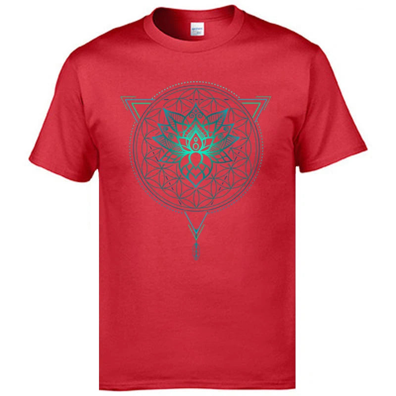 Stylish Geometric Mandala Lotus Flower T-Shirt