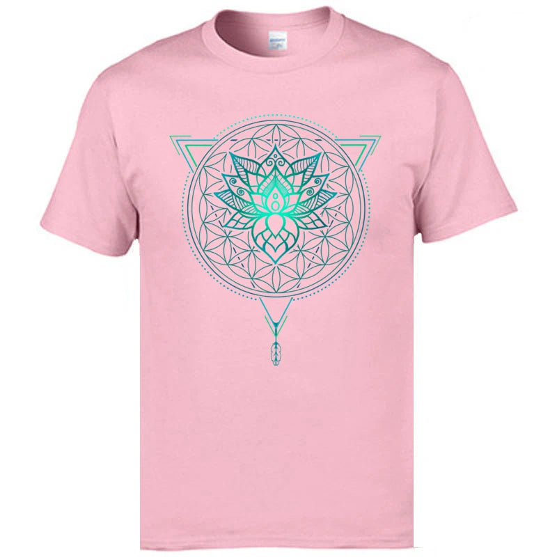 Stylish Geometric Mandala Lotus Flower T-Shirt