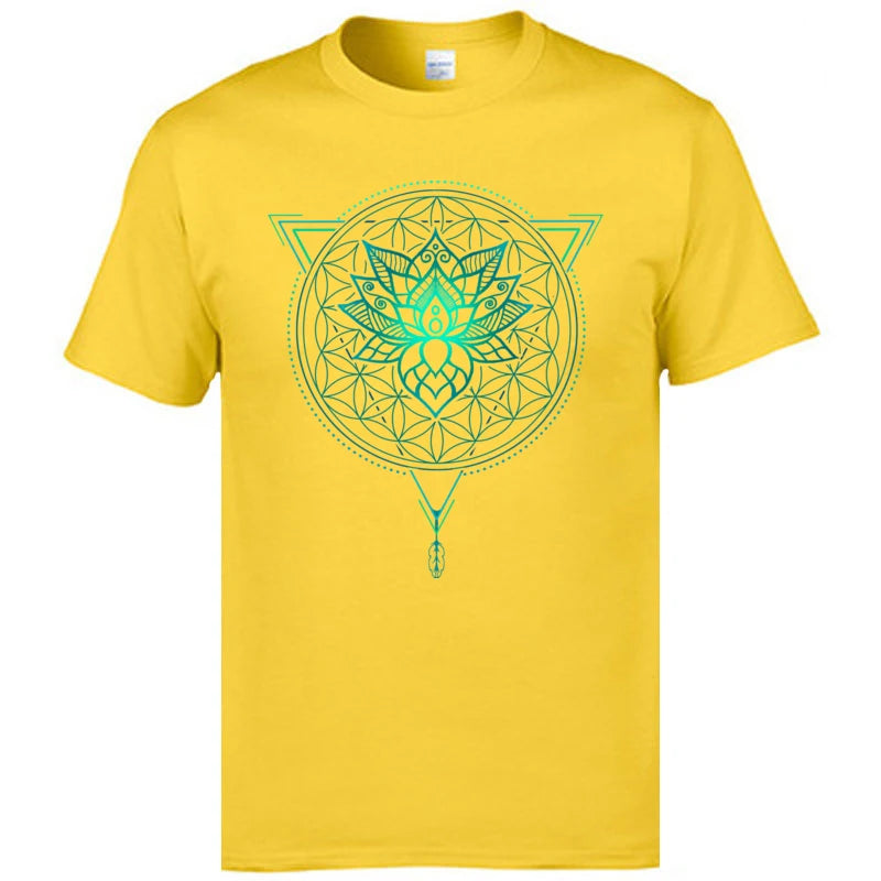 Stylish Geometric Mandala Lotus Flower T-Shirt