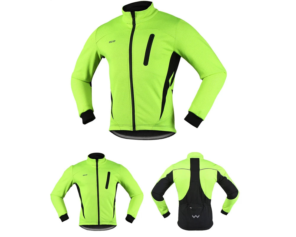 Men’s Thermal Waterproof Cycling Jacket with Mandarin Collar