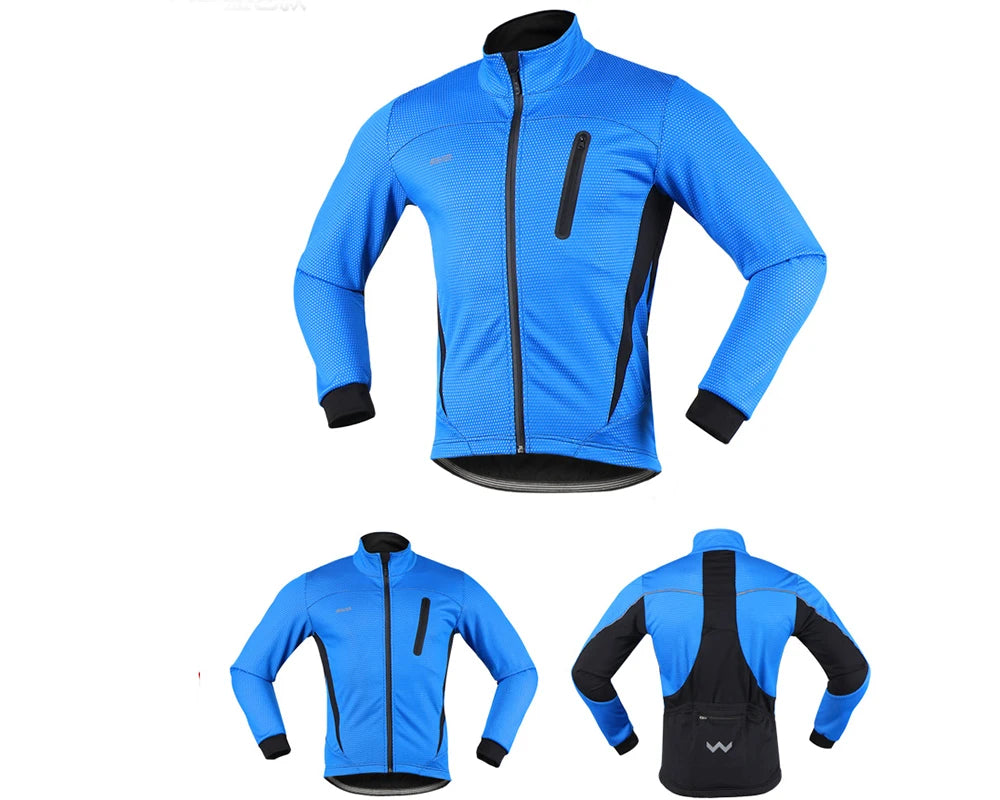 Men’s Thermal Waterproof Cycling Jacket with Mandarin Collar