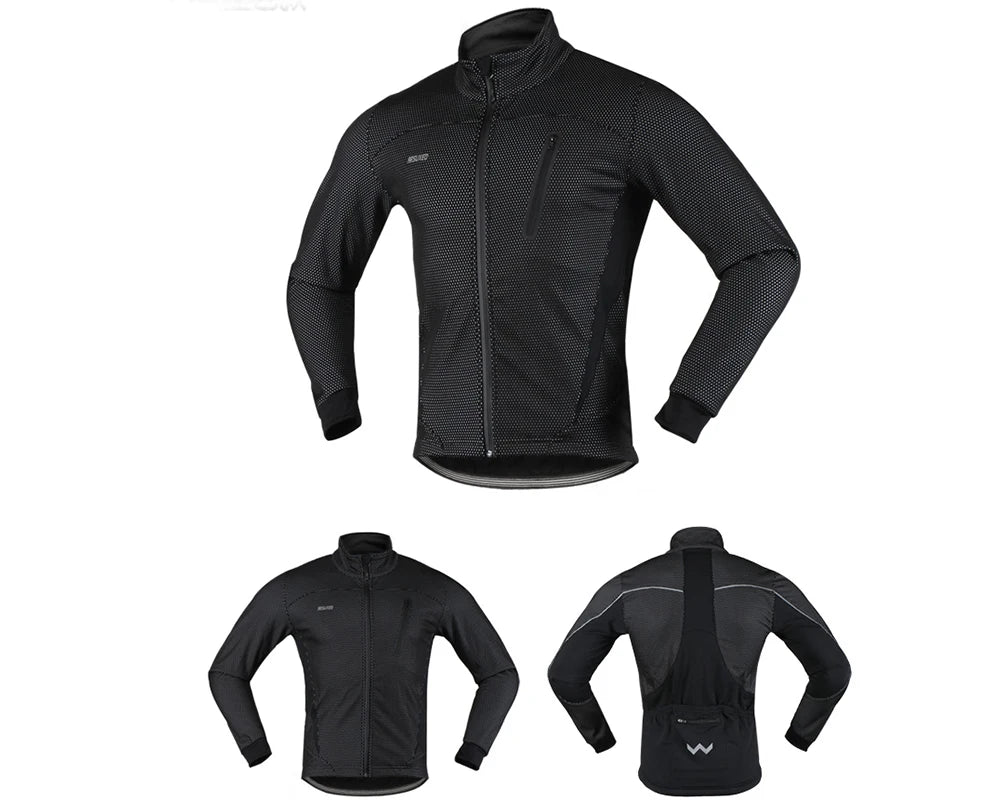 Men’s Thermal Waterproof Cycling Jacket with Mandarin Collar