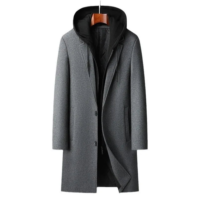 Cashmere Blend Smart Casual Hooded Coat