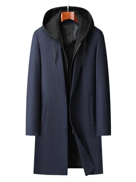 Cashmere Blend Smart Casual Hooded Coat