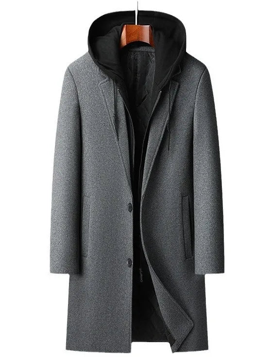 Cashmere Blend Smart Casual Hooded Coat