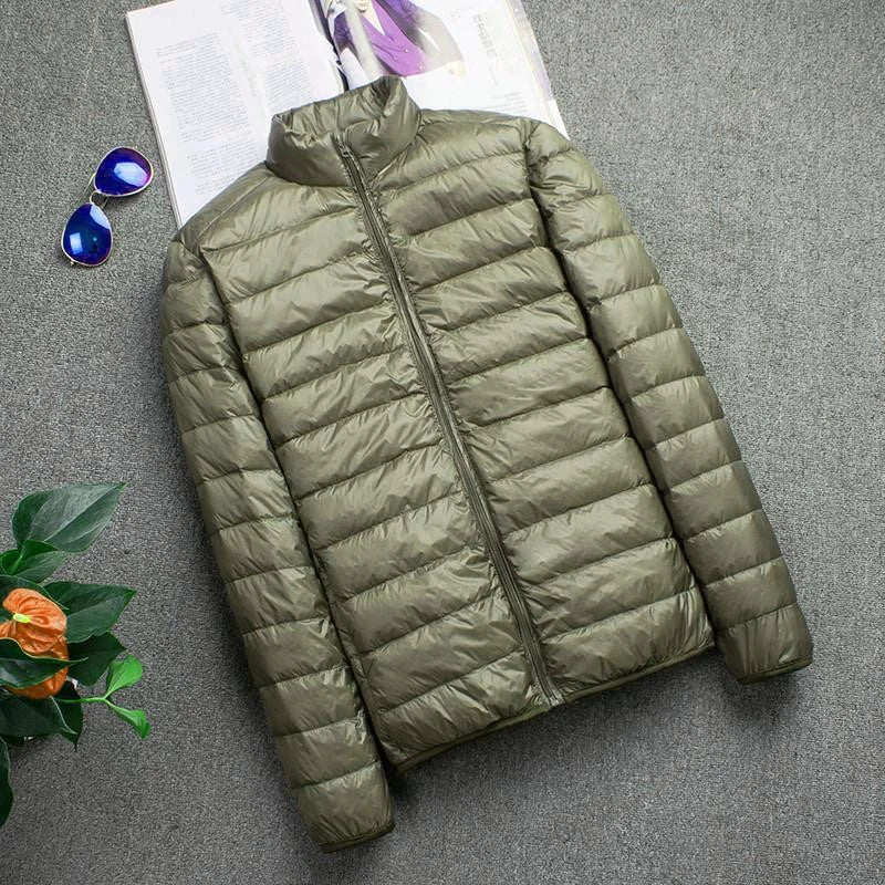 Men’s Casual Hooded Jacket with White Duck Down Filling