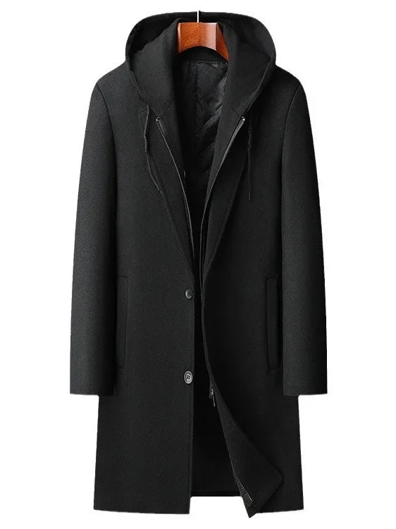 Cashmere Blend Smart Casual Hooded Coat