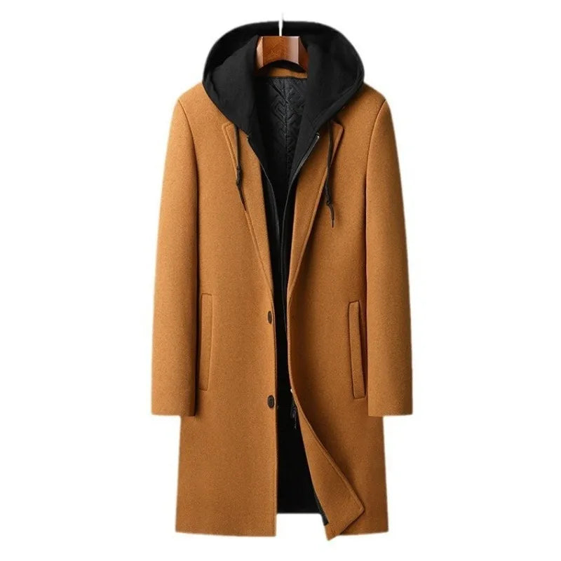 Cashmere Blend Smart Casual Hooded Coat