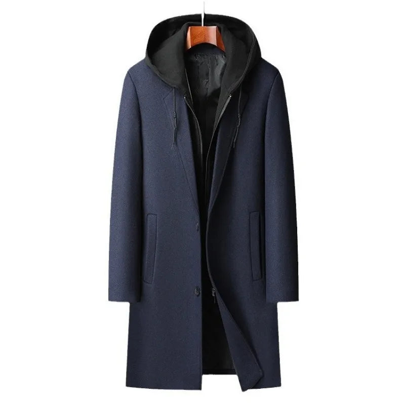 Cashmere Blend Smart Casual Hooded Coat