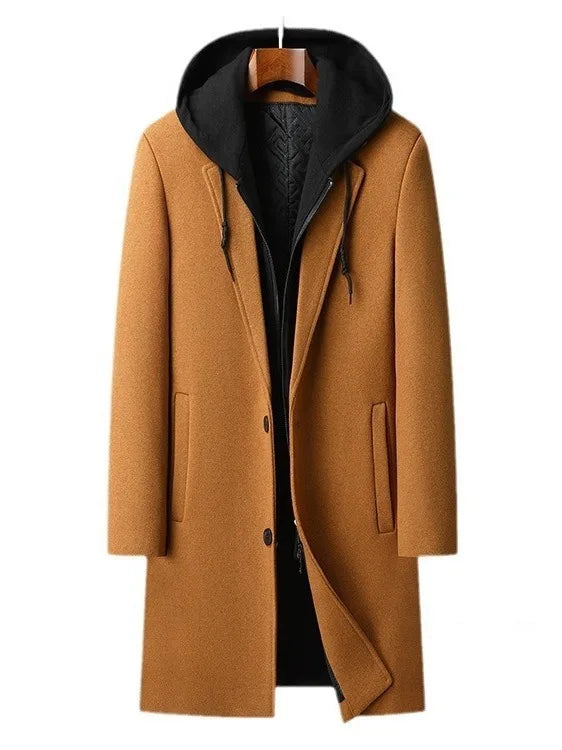 Cashmere Blend Smart Casual Hooded Coat